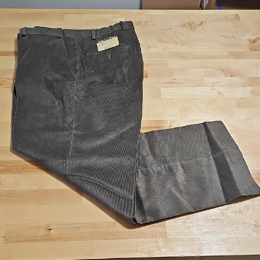 🟤 NWT John Blair Adjust-A-Band Expandable Waist Corduroy Pants Brown 40x29